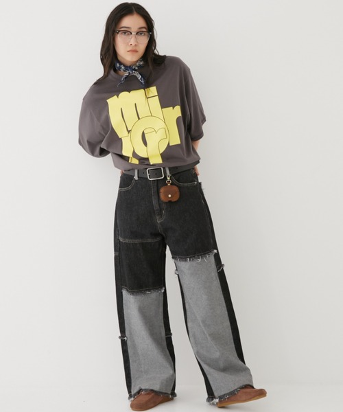 MIRROR STOKE(ミラーストーク)の「【ZOZO限定】PATCHWORK DENIM PANTS/パッチワークデニムパンツ(デニムパンツ・レディース・ブラック/サックスブルー・MEDIUM/LARGE)」の7枚目の写真