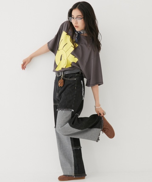 MIRROR STOKE(ミラーストーク)の「【ZOZO限定】PATCHWORK DENIM PANTS/パッチワークデニムパンツ(デニムパンツ・レディース・ブラック/サックスブルー・MEDIUM/LARGE)」の10枚目の写真