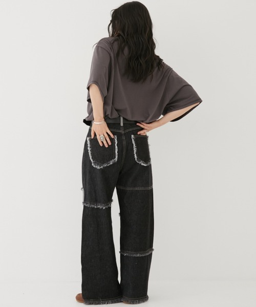 MIRROR STOKE(ミラーストーク)の「【ZOZO限定】PATCHWORK DENIM PANTS/パッチワークデニムパンツ(デニムパンツ・レディース・ブラック/サックスブルー・MEDIUM/LARGE)」の11枚目の写真