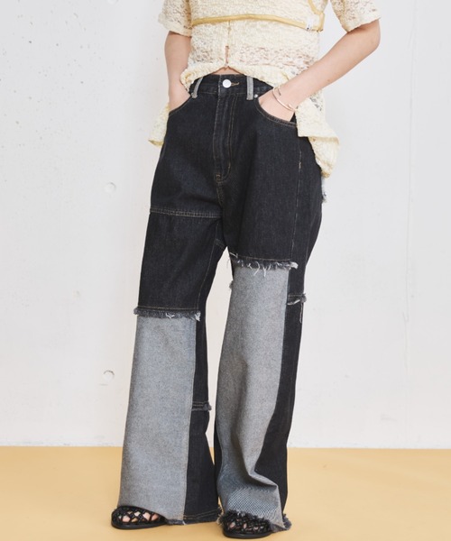 MIRROR STOKE(ミラーストーク)の「【ZOZO限定】PATCHWORK DENIM PANTS/パッチワークデニムパンツ(デニムパンツ・レディース・ブラック/サックスブルー・MEDIUM/LARGE)」の22枚目の写真
