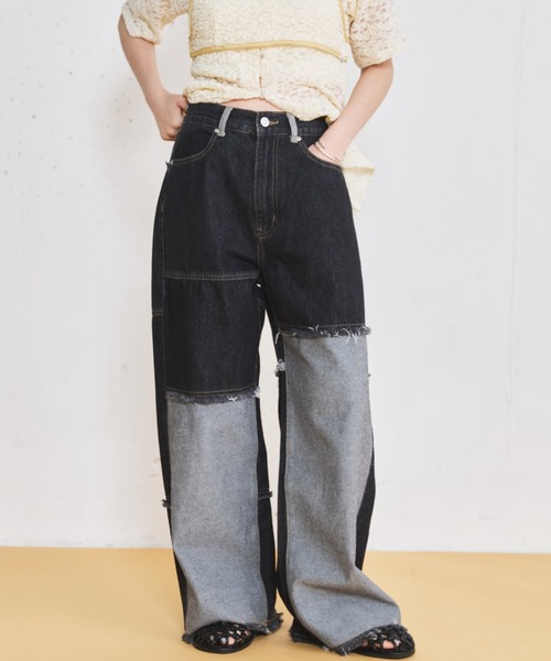 MIRROR STOKE(ミラーストーク)の「【ZOZO限定】PATCHWORK DENIM PANTS/パッチワークデニムパンツ(デニムパンツ・レディース・ブラック/サックスブルー・MEDIUM/LARGE)」の21枚目の写真