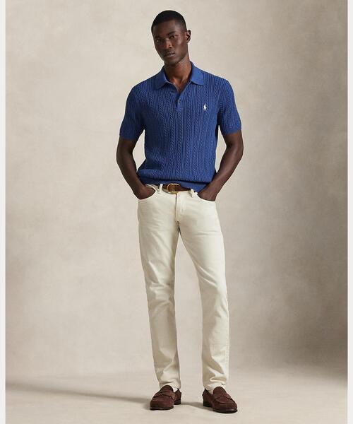 ケーブルニット コットン ポロカラー セーター（ニット/セーター