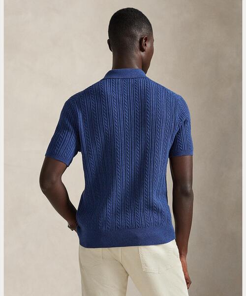 ケーブルニット コットン ポロカラー セーター（ニット/セーター