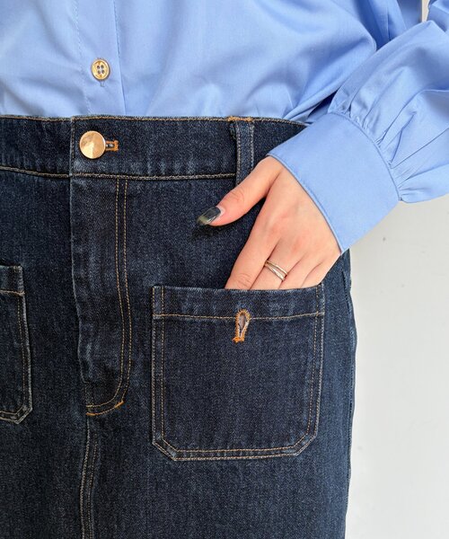 Chez toi（シェトワ）の「フロントポケットIラインデニムスカート（スカート・レディース・ブルー/インディゴブルー・FREE）」の18枚目の写真
