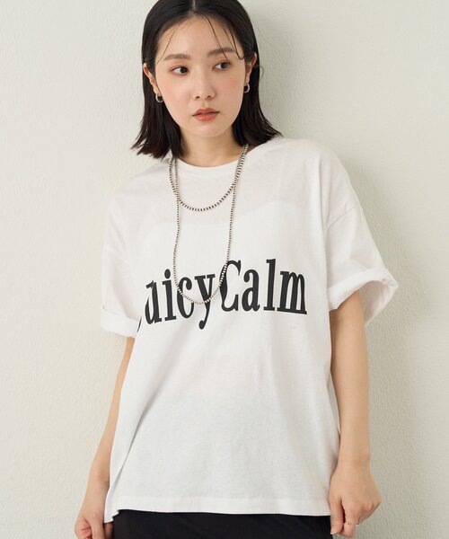 Omekashi（オメカシ）の「JUICY CALM BIG Tシャツ（Tシャツ/カットソー・レディース・オフホワイト/チャコールグレー/アイボリー・FREE）」の4枚目の写真
