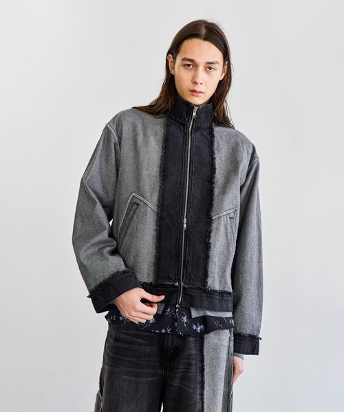 HARE（ハレ）の「サイコウチクデニムブルゾン(HARE)（ブルゾン・メンズ・ブラック/ライトブルー・FREE）」の2枚目の写真