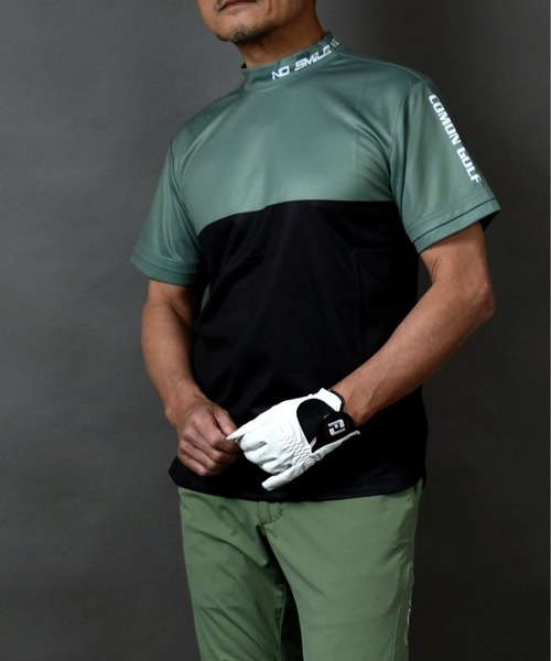 COMON GOLF(コモンゴルフ)の「DRY素材バイカラーモックネック半袖シャツ(Tシャツ/カットソー・メンズ・ブラック/カーキ/グレー・L/XL/XXL/M)」の19枚目の写真