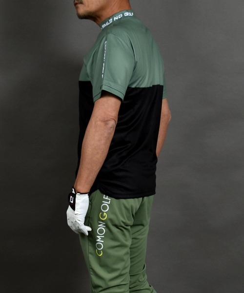 COMON GOLF(コモンゴルフ)の「DRY素材バイカラーモックネック半袖シャツ(Tシャツ/カットソー・メンズ・ブラック/カーキ/グレー・L/XL/XXL/M)」の5枚目の写真