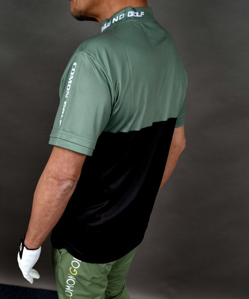 COMON GOLF(コモンゴルフ)の「DRY素材バイカラーモックネック半袖シャツ(Tシャツ/カットソー・メンズ・ブラック/カーキ/グレー・L/XL/XXL/M)」の7枚目の写真