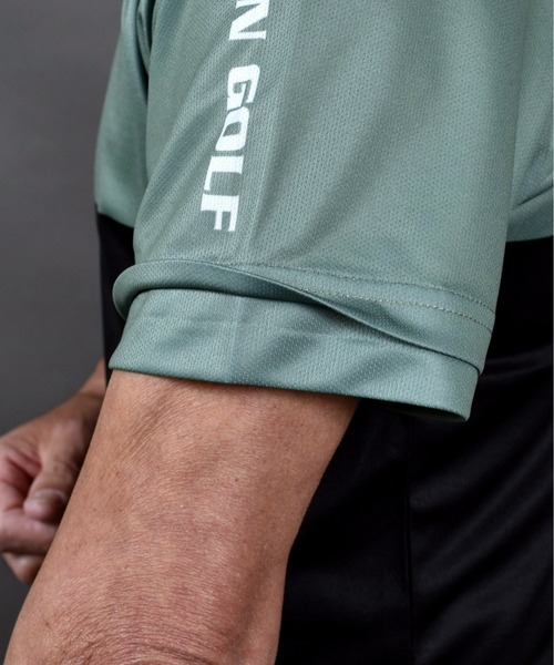 COMON GOLF(コモンゴルフ)の「DRY素材バイカラーモックネック半袖シャツ(Tシャツ/カットソー・メンズ・ブラック/カーキ/グレー・L/XL/XXL/M)」の8枚目の写真