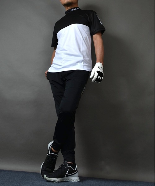 COMON GOLF(コモンゴルフ)の「DRY素材バイカラーモックネック半袖シャツ(Tシャツ/カットソー・メンズ・ブラック/カーキ/グレー・L/XL/XXL/M)」の21枚目の写真