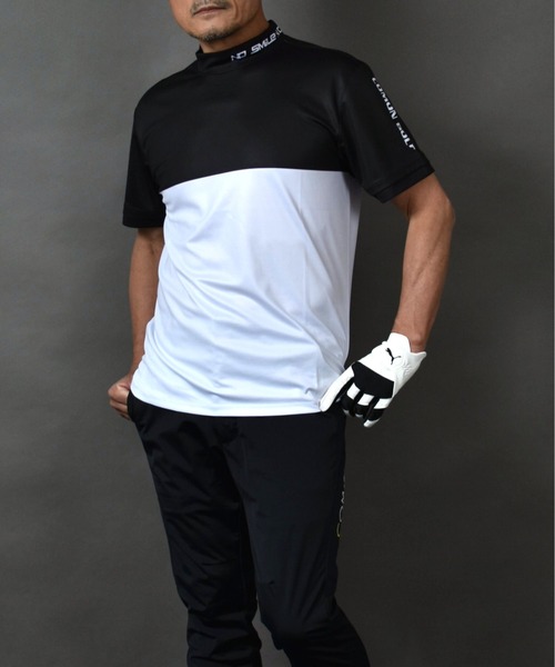 COMON GOLF(コモンゴルフ)の「DRY素材バイカラーモックネック半袖シャツ(Tシャツ/カットソー・メンズ・ブラック/カーキ/グレー・L/XL/XXL/M)」の22枚目の写真