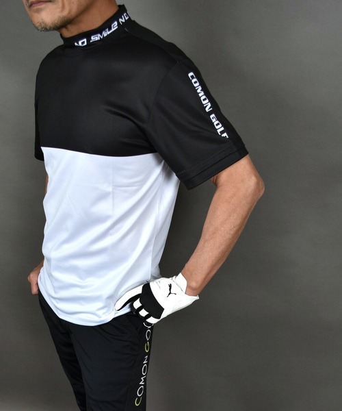 COMON GOLF(コモンゴルフ)の「DRY素材バイカラーモックネック半袖シャツ(Tシャツ/カットソー・メンズ・ブラック/カーキ/グレー・L/XL/XXL/M)」の12枚目の写真