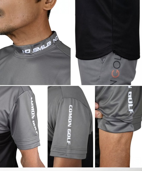 COMON GOLF(コモンゴルフ)の「DRY素材バイカラーモックネック半袖シャツ(Tシャツ/カットソー・メンズ・ブラック/カーキ/グレー・L/XL/XXL/M)」の18枚目の写真