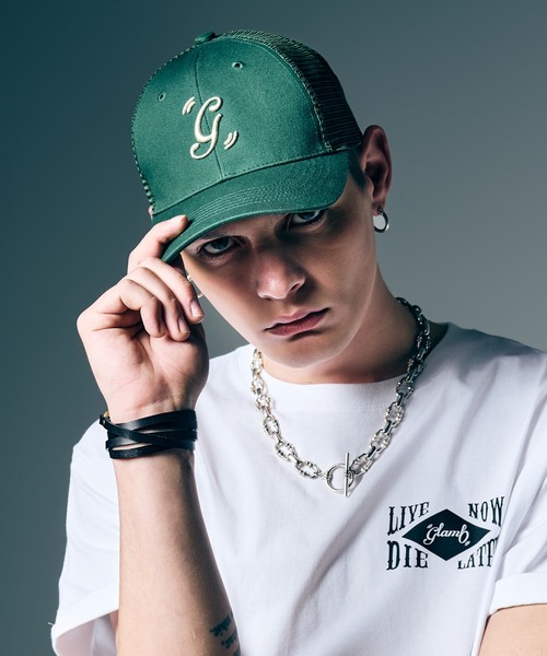 glamb（グラム）の「Mesh Initial Cap / メッシュイニシャルキャップ（ニットキャップ/ビーニー・メンズ・ブラック/グリーン・FREE）」の7枚目の写真