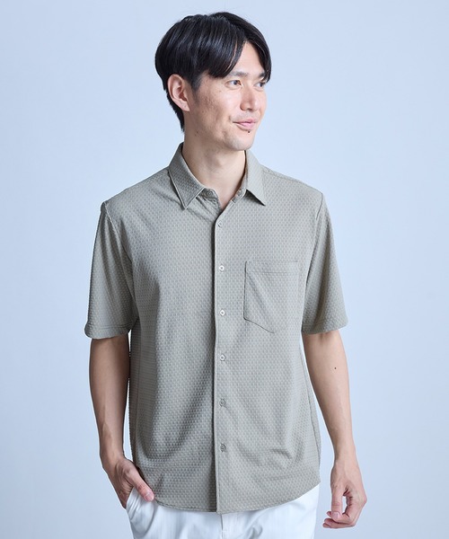 UNION STATION(ユニオンステーション)の「ストレッチナイロンリンクス半袖シャツ(シャツ/ブラウス・メンズ・ライトグレー/ブルー/ネイビー/グレイッシュベージュ・L/LL/M)」の3枚目の写真
