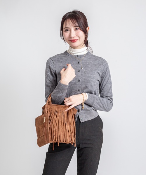 AULENTTI(オウレンティ)の「【AULENTTI/オウレンティ】フリンジ 2WAY スエードショルダーバッグ(ショルダーバッグ・レディース・ブラウン/ベージュ・FREE)」の6枚目の写真