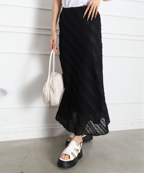 SpRay（スプレイ）の「カットレースフレアロングスカート（スカート・レディース・アイボリー/ブラック・MEDIUM）」の6枚目の写真