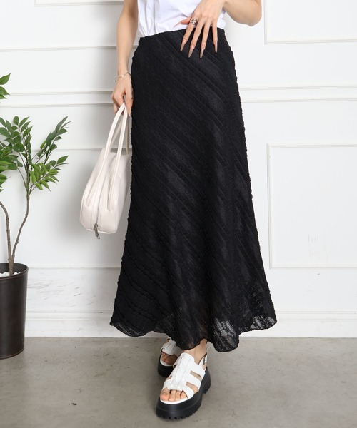 SpRay（スプレイ）の「カットレースフレアロングスカート（スカート・レディース・アイボリー/ブラック・MEDIUM）」の8枚目の写真