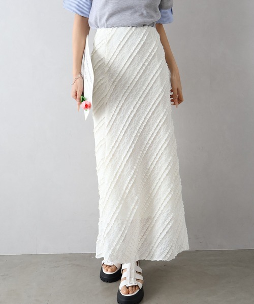 SpRay（スプレイ）の「カットレースフレアロングスカート（スカート・レディース・アイボリー/ブラック・MEDIUM）」の9枚目の写真