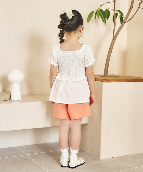 apres les cours（アプレレクール）の「スカラップハートポケットきゅんパンツ（ショート）（その他パンツ・キッズ・その他3/インディゴブルー/チェック/ピンク/ブラウン/イエロー/オレンジ/ドット・140/130/120/110/100/90/80）」の11枚目の写真