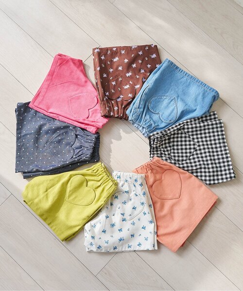 apres les cours（アプレレクール）の「スカラップハートポケットきゅんパンツ（ショート）（その他パンツ・キッズ・その他3/インディゴブルー/チェック/ピンク/ブラウン/イエロー/オレンジ/ドット・140/130/120/110/100/90/80）」の15枚目の写真