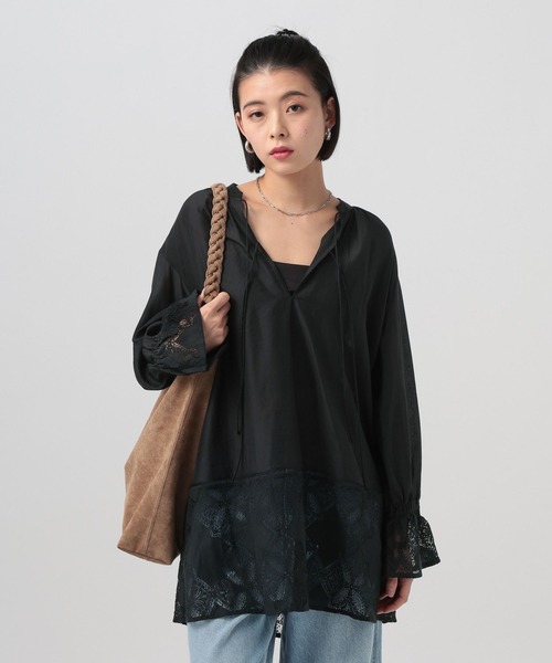 BAYFLOW（ベイフロー）の「キャンディスリーブレースチュニック（チュニック・レディース・オフホワイト/ブラック・FREE）」の21枚目の写真