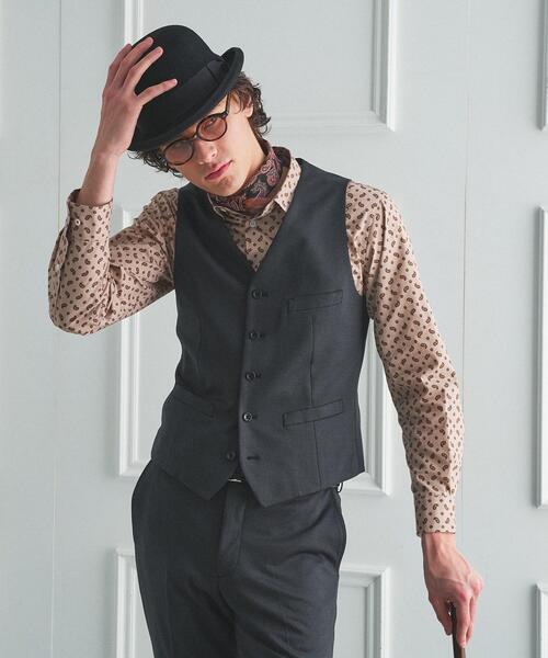 TAKEO KIKUCHI(タケオキクチ)の「【BOWLER HAT LABEL】ピンヘッドジャージ べスト(スーツベスト・メンズ・ブラック・03/02)」の4枚目の写真