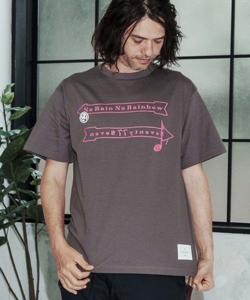No Rain No Rainbow(ノーレインノーレインボー)の「mt10392-No Rain No Rainbow x seventy seven collaboration T-shirt Tシャツ(NR26S-36)(Tシャツ/カットソー・メンズ・ホワイト/グレー/ブラック・XL/L/M/S)」の3枚目の写真