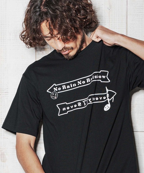 No Rain No Rainbow(ノーレインノーレインボー)の「mt10392-No Rain No Rainbow x seventy seven collaboration T-shirt Tシャツ(NR26S-36)(Tシャツ/カットソー・メンズ・ホワイト/グレー/ブラック・XL/L/M/S)」の2枚目の写真