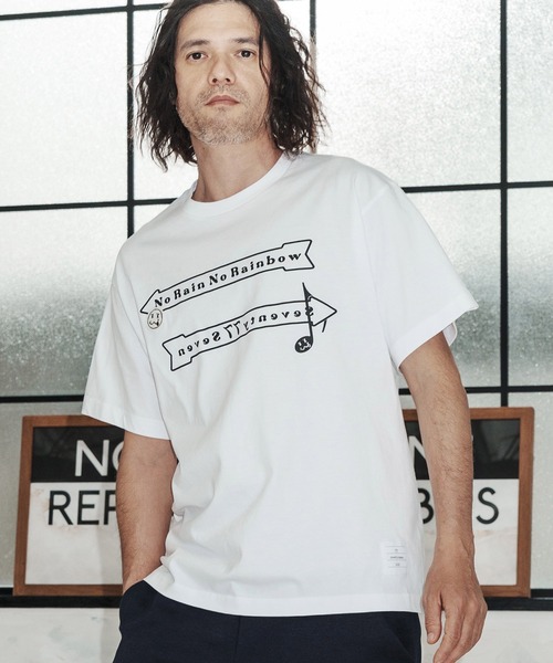 No Rain No Rainbow(ノーレインノーレインボー)の「mt10392-No Rain No Rainbow x seventy seven collaboration T-shirt Tシャツ(NR26S-36)(Tシャツ/カットソー・メンズ・ホワイト/グレー/ブラック・XL/L/M/S)」の9枚目の写真