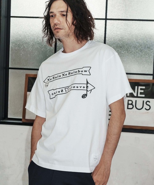 No Rain No Rainbow(ノーレインノーレインボー)の「mt10392-No Rain No Rainbow x seventy seven collaboration T-shirt Tシャツ(NR26S-36)(Tシャツ/カットソー・メンズ・ホワイト/グレー/ブラック・XL/L/M/S)」の10枚目の写真