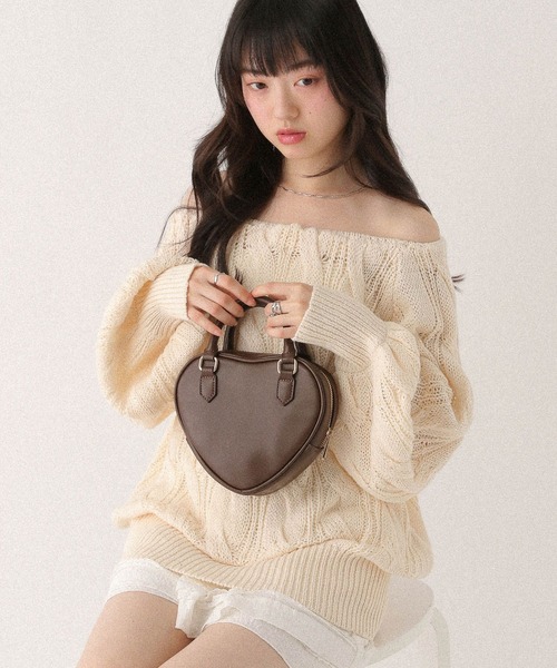 Heather(ヘザー)の「透かし編みケーブルニット 661533(ニット/セーター・レディース・ピンク/アイボリー/グレー・FREE)」の13枚目の写真