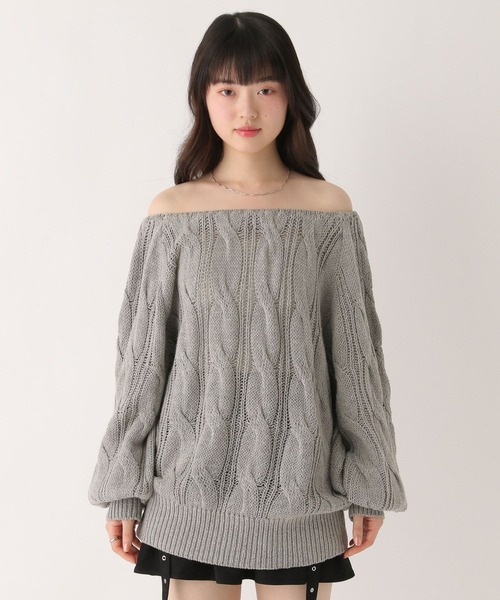 Heather(ヘザー)の「透かし編みケーブルニット 661533(ニット/セーター・レディース・ピンク/アイボリー/グレー・FREE)」の15枚目の写真