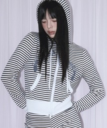A'GEM/9 × .kom 『NIIER NOR/ニーアノア』 REVOLVER STRIPE HOOD ZIP-UP/リボルバーボーダージップパーカー