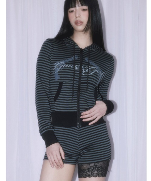 A'GEM/9 × .kom 『NIIER NOR/ニーアノア』 REVOLVER STRIPE HOOD ZIP