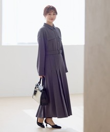 在庫限り】フロッキープリントシャツミニワンピース603872（ワンピース