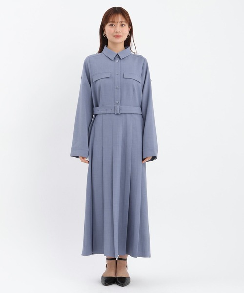 Andemiu(アンデミュウ)の「タックプリーツシャツワンピース656590(ワンピース・レディース・ブルー/チャコールグレー/ベージュ・FREE)」の11枚目の写真