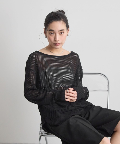 Futier land（フューティアランド）の「メッシュニットトップス（Tシャツ/カットソー・レディース・ホワイト/ブラック/グリーン・FREE）」の18枚目の写真