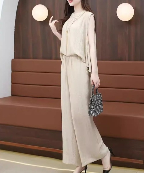 Flugge(フラッジー)の「ノースリーブブラウス+パンツセット(シャツ/ブラウス・レディース・アイボリー/ブラック・LARGE/MEDIUM)」の2枚目の写真