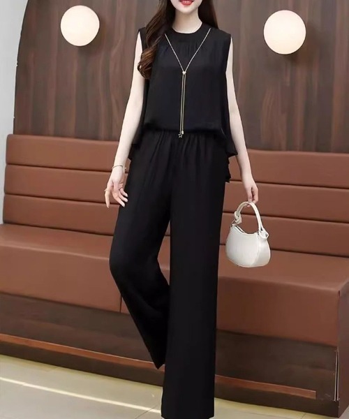 Flugge(フラッジー)の「ノースリーブブラウス+パンツセット(シャツ/ブラウス・レディース・アイボリー/ブラック・LARGE/MEDIUM)」の4枚目の写真
