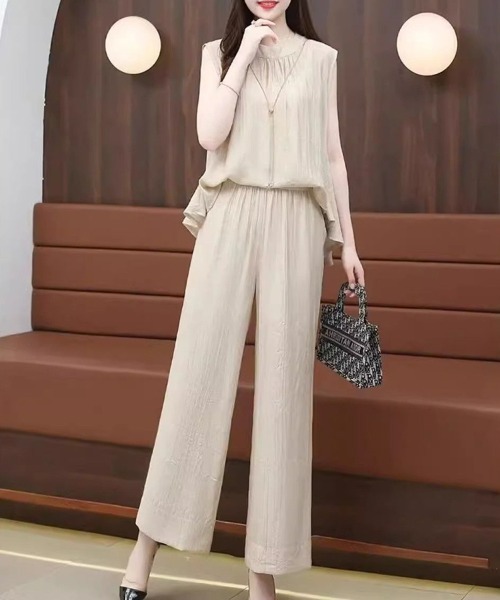 Flugge(フラッジー)の「ノースリーブブラウス+パンツセット(シャツ/ブラウス・レディース・アイボリー/ブラック・LARGE/MEDIUM)」の6枚目の写真