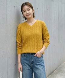 STYLE DELI | ストレートケーブルVネックニットトップス(ニット/セーター)