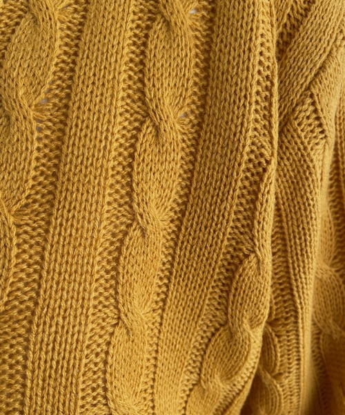 STYLE DELI（スタイルデリ）の「ストレートケーブルVネックニットトップス（ニット/セーター・レディース・イエロー/ネイビー/アイボリー・FREE）」の17枚目の写真