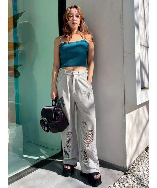 EVRIS(エヴリス)の「グラフィックデザインウラケワイドパンツ(スウェットパンツ・レディース・グレー/ブラック/ホワイト・SMALL/MEDIUM)」の16枚目の写真