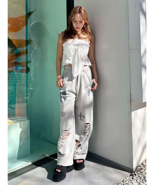 EVRIS(エヴリス)の「グラフィックデザインウラケワイドパンツ(スウェットパンツ・レディース・グレー/ブラック/ホワイト・SMALL/MEDIUM)」の19枚目の写真