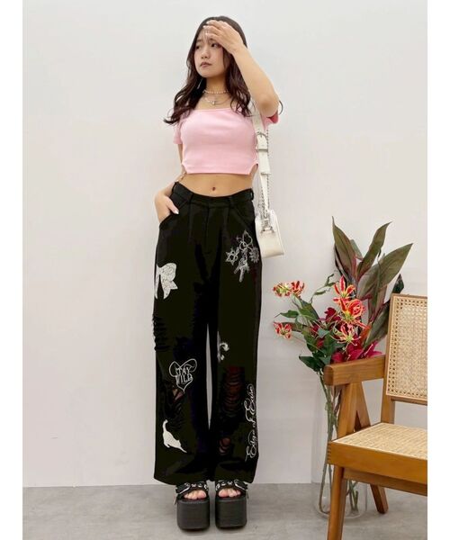 EVRIS(エヴリス)の「グラフィックデザインウラケワイドパンツ(スウェットパンツ・レディース・グレー/ブラック/ホワイト・SMALL/MEDIUM)」の21枚目の写真