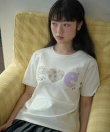 ambler（エムブラー）の「チェックフラワーグラフィック半袖Tシャツ AS1311 (アイボリー)（Tシャツ/カットソー）」
