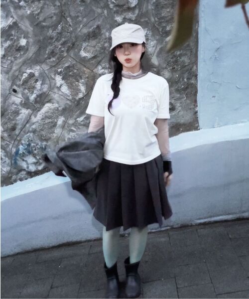 ambler(エムブラー)の「チェックフラワーグラフィック半袖Tシャツ AS1311 (アイボリー)(Tシャツ/カットソー・レディース・その他・SMALL/MEDIUM/FREE)」の8枚目の写真
