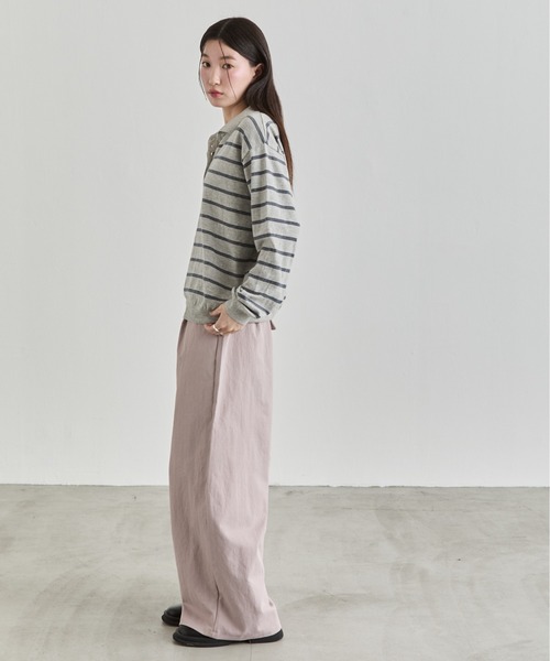 NUJOH(ヌゾ)の「Stripe Polo Sweat Top / ボーダーポロスウェットトップス(Tシャツ/カットソー・レディース・ブラウン/ブルー/グレー・FREE)」の13枚目の写真